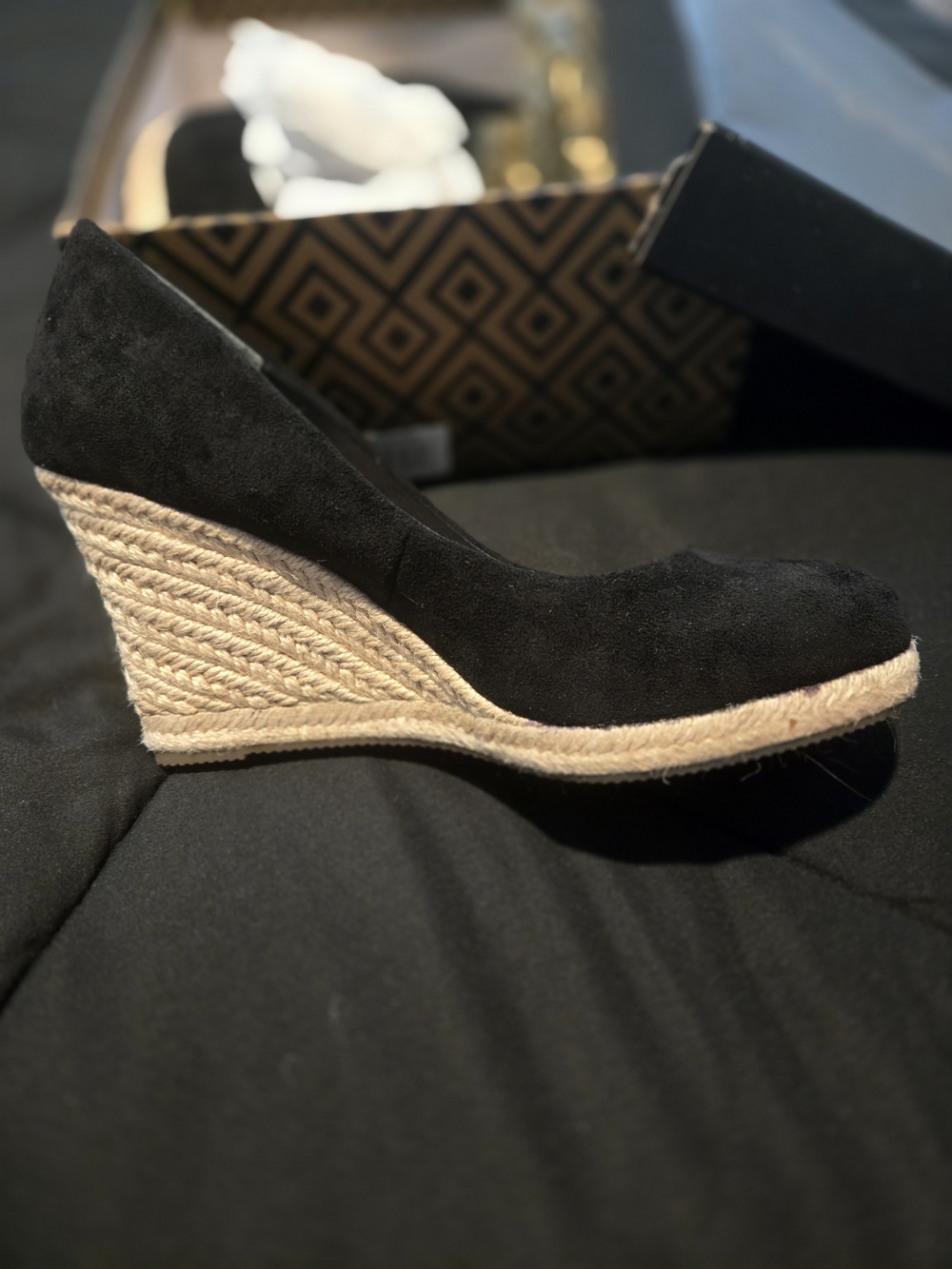 Charles By Charles David Black Suede Espadrille Wedges - Picture 3 of 7
